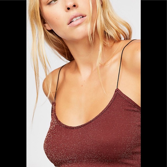 Free People Womens Seamless Cami Tank Top Sparkle Skinny Strap Brami - Picture 4 of 5